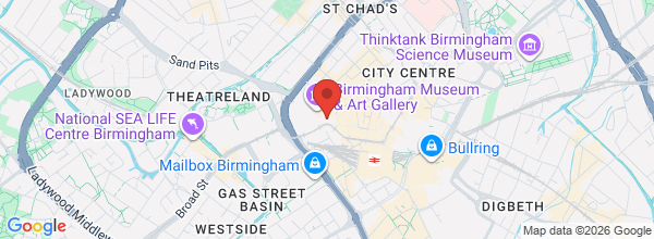 Map showing Birmingham office location